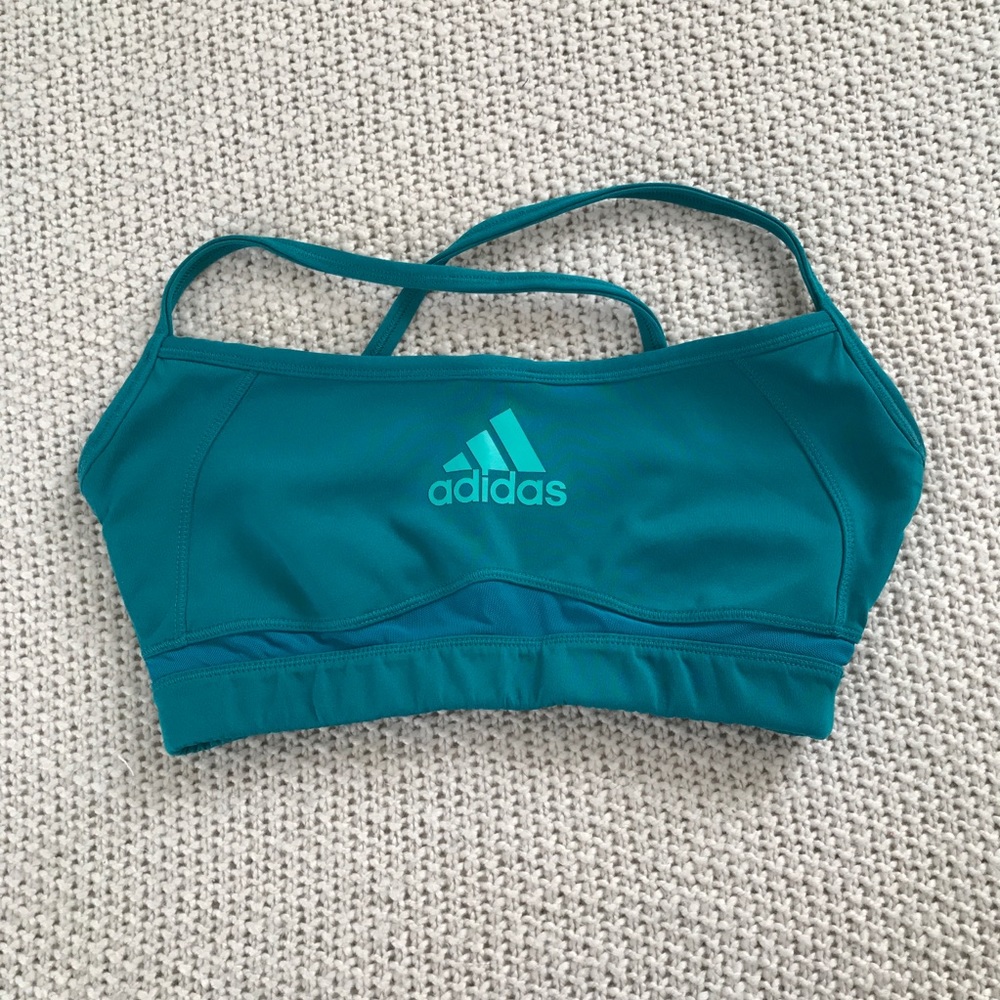 Adidas teal blue sports bra